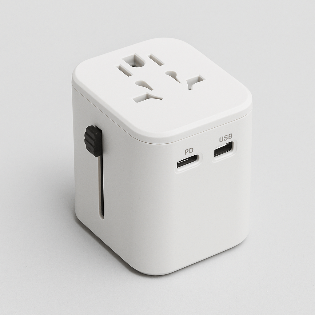 Compact universal travel power adapter for study abroad students